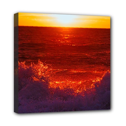 Sea Beach Sunset Sunrise Twilight Mini Canvas 8  X 8  (stretched) by Vaneshop