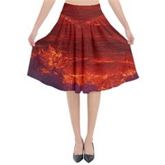 Sea Beach Sunset Sunrise Twilight Flared Midi Skirt by Vaneshop