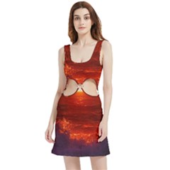 Sea Beach Sunset Sunrise Twilight Velour Cutout Dress by Vaneshop