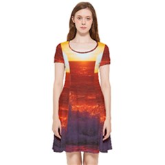 Sea Beach Sunset Sunrise Twilight Inside Out Cap Sleeve Dress by Vaneshop