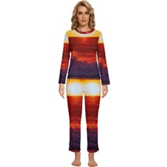 Sea Beach Sunset Sunrise Twilight Womens  Long Sleeve Lightweight Pajamas Set by Vaneshop