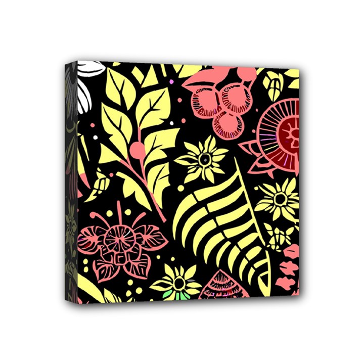 Flower Leaves Floral Flora Nature Mini Canvas 4  x 4  (Stretched)