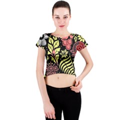 Flower Leaves Floral Flora Nature Crew Neck Crop Top by Vaneshop