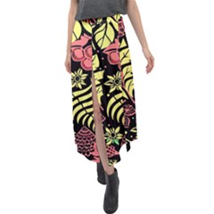 Flower Leaves Floral Flora Nature Velour Split Maxi Skirt by Vaneshop