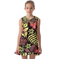 Flower Leaves Floral Flora Nature Kids  Pilgrim Collar Ruffle Hem Dress by Vaneshop