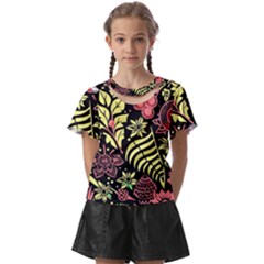 Flower Leaves Floral Flora Nature Kids  Front Cut Tee by Vaneshop