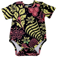 Flower Leaves Floral Flora Nature Baby Short Sleeve Bodysuit by Vaneshop