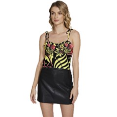 Flower Leaves Floral Flora Nature Flowy Camisole Tie Up Top by Vaneshop