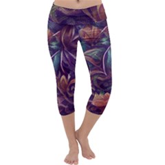 Abstract African Art Pattern Capri Yoga Leggings by Vaneshop