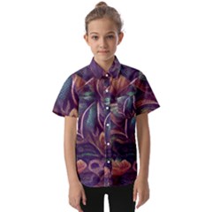 Abstract African Art Pattern Kids  Short Sleeve Shirt by Vaneshop