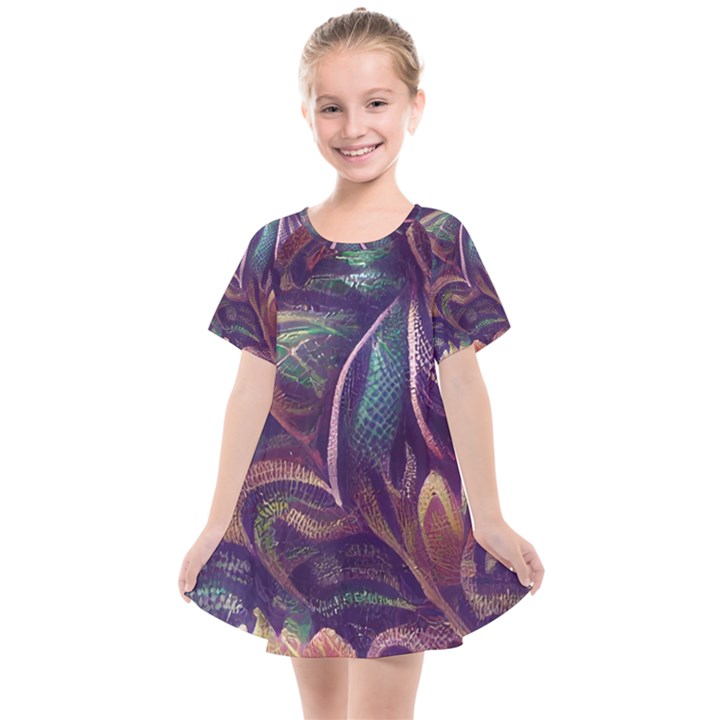 Abstract African Art Pattern Kids  Smock Dress