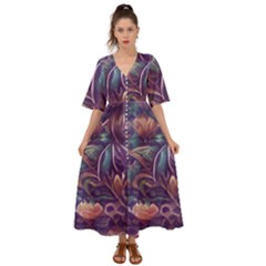 Abstract African Art Pattern Kimono Sleeve Boho Dress