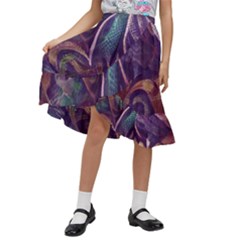 Abstract African Art Pattern Kids  Ruffle Flared Wrap Midi Skirt