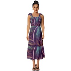 Abstract African Art Pattern Tie-strap Tiered Midi Chiffon Dress by Vaneshop