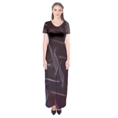 Curve Wave Line Texture Element Short Sleeve Maxi Dress by Vaneshop