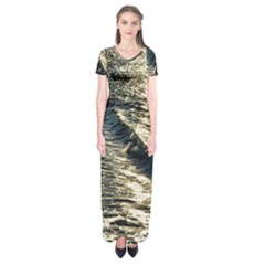 Wave Water Surface Sea Ocean Liquid Short Sleeve Maxi Dress by Vaneshop