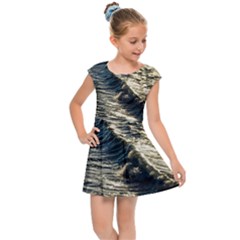 Wave Water Surface Sea Ocean Liquid Kids  Cap Sleeve Dress by Vaneshop