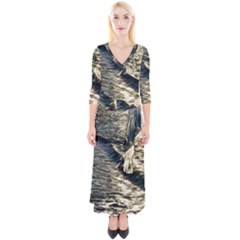 Wave Water Surface Sea Ocean Liquid Quarter Sleeve Wrap Maxi Dress by Vaneshop