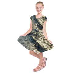 Wave Water Surface Sea Ocean Liquid Kids  Short Sleeve Dress by Vaneshop