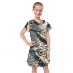 Wave Water Surface Sea Ocean Liquid Kids  Drop Waist Dress by Vaneshop