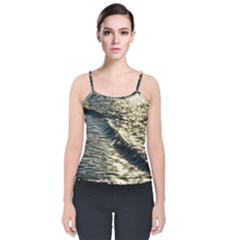 Wave Water Surface Sea Ocean Liquid Velvet Spaghetti Strap Top by Vaneshop