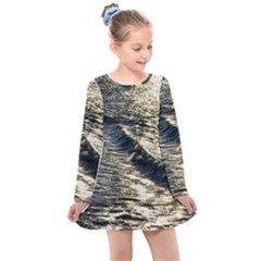 Wave Water Surface Sea Ocean Liquid Kids  Long Sleeve Dress by Vaneshop