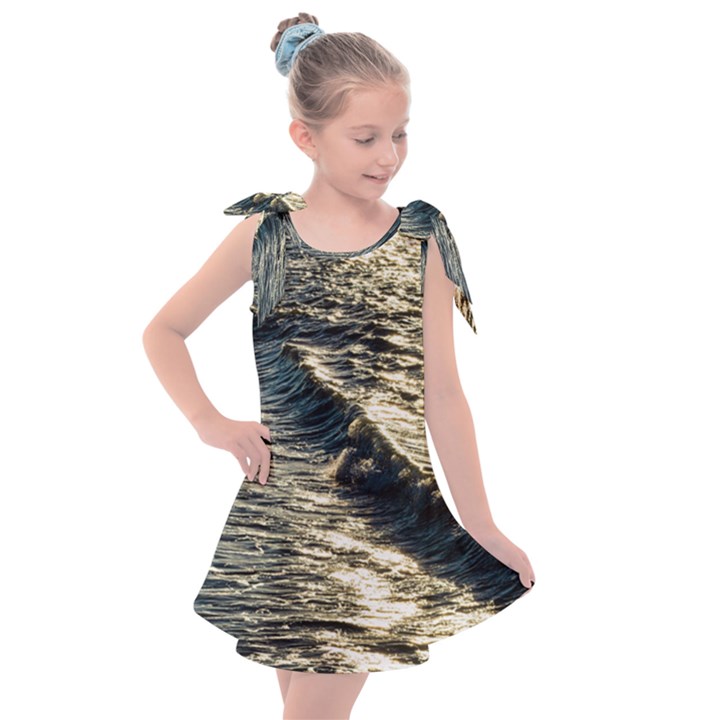 Wave Water Surface Sea Ocean Liquid Kids  Tie Up Tunic Dress