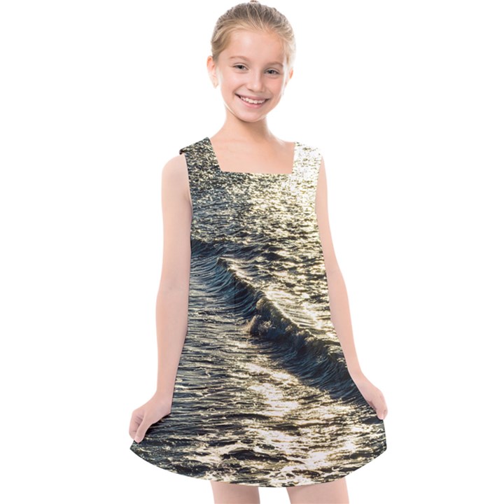 Wave Water Surface Sea Ocean Liquid Kids  Cross Back Dress