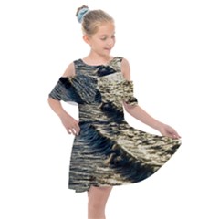 Wave Water Surface Sea Ocean Liquid Kids  Shoulder Cutout Chiffon Dress by Vaneshop