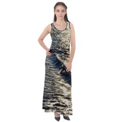 Wave Water Surface Sea Ocean Liquid Sleeveless Velour Maxi Dress by Vaneshop