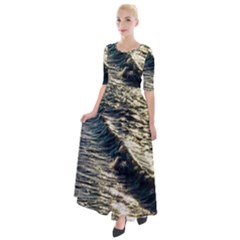 Wave Water Surface Sea Ocean Liquid Half Sleeves Maxi Dress by Vaneshop