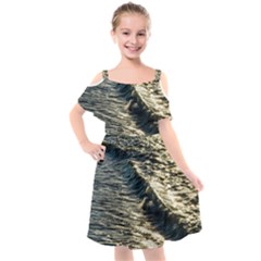 Wave Water Surface Sea Ocean Liquid Kids  Cut Out Shoulders Chiffon Dress by Vaneshop