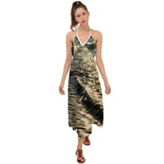 Wave Water Surface Sea Ocean Liquid Halter Tie Back Dress  by Vaneshop