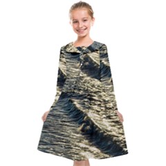 Wave Water Surface Sea Ocean Liquid Kids  Midi Sailor Dress by Vaneshop