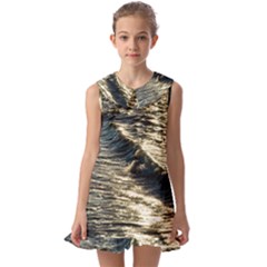 Wave Water Surface Sea Ocean Liquid Kids  Pilgrim Collar Ruffle Hem Dress by Vaneshop