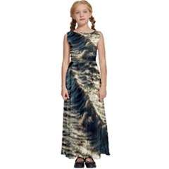 Wave Water Surface Sea Ocean Liquid Kids  Satin Sleeveless Maxi Dress by Vaneshop