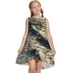 Wave Water Surface Sea Ocean Liquid Kids  Frill Swing Dress by Vaneshop