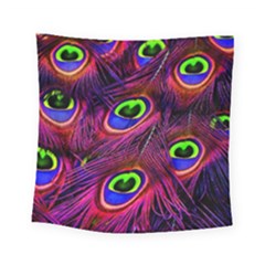 Peacock Feathers Color Plumage Square Tapestry (small) by Celenk