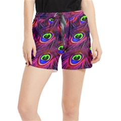 Peacock Feathers Color Plumage Women s Runner Shorts by Celenk