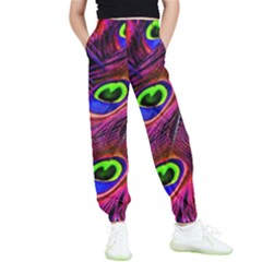 Peacock Feathers Color Plumage Kids  Joggers by Celenk