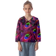 Peacock Feathers Color Plumage Kids  Sailor Shirt by Celenk