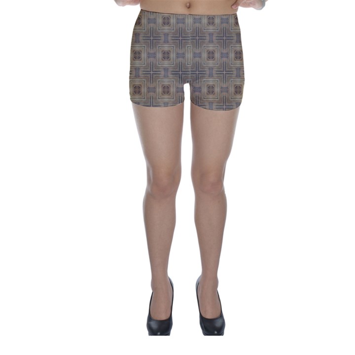 Abstract Wood Design Floor Texture Skinny Shorts