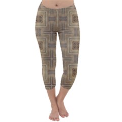 Abstract Wood Design Floor Texture Capri Winter Leggings  by Celenk