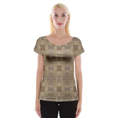 Abstract Wood Design Floor Texture Cap Sleeve Top by Celenk