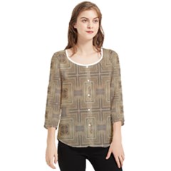 Abstract Wood Design Floor Texture Chiffon Quarter Sleeve Blouse by Celenk