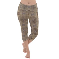 Abstract Wood Design Floor Texture Lightweight Velour Capri Yoga Leggings by Celenk