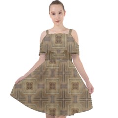 Abstract Wood Design Floor Texture Cut Out Shoulders Chiffon Dress by Celenk