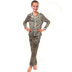 Abstract Wood Design Floor Texture Kids  Satin Long Sleeve Pajamas Set by Celenk