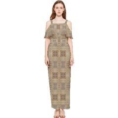 Abstract Wood Design Floor Texture Draped Sleeveless Chiffon Jumpsuit by Celenk