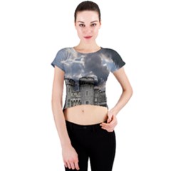 Castle Building Architecture Crew Neck Crop Top by Celenk